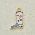 Vintage western boot pendant with blue and white enamel finish and pink heart detail - Light Blue Heart Arrow (15)
