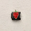 Italian charm link with a red enamel strawberry charm on a black stainless steel base - 3D Enamel Strawberry Style (19)
