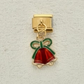 Italienischer Modul-Charm mit goldenem Weihnachtsglocken-Anhänger in Rot und Grün - Rot Grüne Glocken (14)