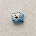 Blue glitter Italian charm featuring a cute white resin bear for modular bracelets - Cartoon Bear Head Style (19)
