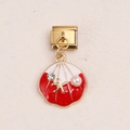 Charm modulare italiano con conchiglia smaltata rossa e bianca, stella marina e perla - Stile Conchiglia Stella Marina (9)