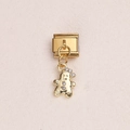 Charm italiano in oro con design a omino di pan di zenzero e cristalli bianchi - Design a Omino di Pan di Zenzero (9)