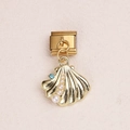 Goldener italienischer Charm mit Muschel-Design, weißen Perlen und blauem Schmuckstein - Künstliche Perle Muschel Blauer Strass Stil(11)