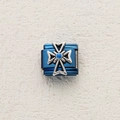 Italian charm link with dark blue base and silver cross detail for DIY bracelet - Silver Hollow Cross (17)