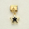 Charm modulare italiano dorato con pendente a stella in smalto nero in acciaio inossidabile - Stile Pentagramma (14)