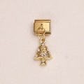 Maglia per bracciale modulare italiano dorata con ciondolo a forma di albero di Natale - Stile Albero Natale Strass (10)