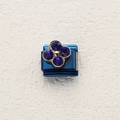 Italian charm link in stainless steel with dark blue rhinestones in a floral pattern - Deep Blue Four-Leaf Rhinestone (18)