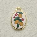 Colgante ovalado dorado con diseño de limón para creación de joyas - Estilo Floral de Limón (15)
