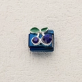 Italian charm link with dark blue crystal cherry on stainless steel modular base - Silver Blue Cherry Decor (19)