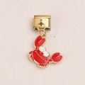 Maglia charm italiana con granchio in smalto rosso e finitura dorata per gioielli DIY - Stile Granchio Rosso (12)