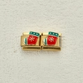 Italienisches Charm-Glied mit goldenem Weihnachtsstrumpf-Anhänger und bunten Details - Weihnachtssocken-Modul (18)