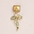 Goldenes italienisches Charme-Element mit Schleifen-Design und zentraler Perle - Künstliche Perle Schleife Stil(14)