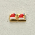 Italienischer Armband-Link aus vergoldetem Edelstahl mit festlicher Weihnachtsmütze - Weihnachtsmützen-Modul (19)