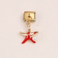 Maglia per bracciale italiano con stella marina in smalto rosso e perla - Stile Stella Marina e Perla (15)