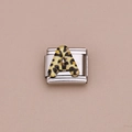 Italiaanse stijl modulaire link letter A met luipaardprint in roestvrij staal - Luipaard Letter A