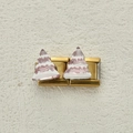 Goldenes Weihnachtsbaum-Charm in Lila und Weiß gestreift mit Glitzer für Modularmband - Rosa Weihnachtsbaum-Modul (21)