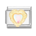 Italienisches Armband-Modul aus Edelstahl mit Herz-Inlay aus schimmerndem Opal-Effekt - Irisierendes Herz (3)