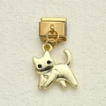 Maglia per bracciale modulare italiano in acciaio dorato con ciondolo a gatto - Stile Gatto Dorato (19)