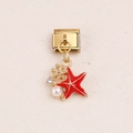 Charm per bracciale modulare con stella marina in smalto rosso, fiore d'oro e perla - Stile Mix Marino (16)