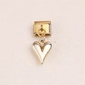 Charm modulare italiano in oro per bracciale con pendente a forma di cuore 3D - Stile Cuore Tinta Unita (17)