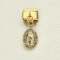 Charm modulare dorato con rilievo della Vergine Maria e decorazione con strass lucidi - Stile Ciondolo Madonna (20)