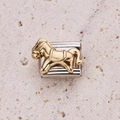 Italian charm link with a golden galloping horse motif on a silver stainless steel base - Gold Running Horse (2)