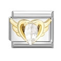 Italian style link charm in silver stainless steel with gold winged heart and zircon - Winged Heart (6)
