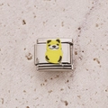 Italian charm bead in stainless steel with a cute yellow cartoon animal element - Yellow Cartoon Bear (1)