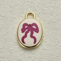 Colgante ovalado dorado con diseño de lazo púrpura vintage para joyería artesanal - Estilo de Lazo Morado (21)