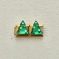 Italienische Charm-Armbandglieder aus goldenem Metall mit grünen Kristall-Weihnachtsbäumen - Grüner Glitzerbaum-Modul (24)