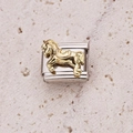 Italian modular charm featuring a gold horse relief on a silver stainless steel base - Gold Standing Horse (3)