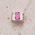 Italian style stainless steel link charm featuring a pink cartoon bear design - Pink Cartoon Bear (2)