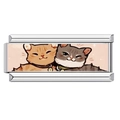 Italian charm link featuring cute cartoon cats design for DIY stainless steel bracelets - Cuddling Cats Style (3)