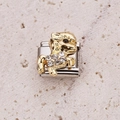Charm modulare italiano con rilievo di cavallo dorato e cristalli su base argento - Cavallo Dorato con Strass (5)
