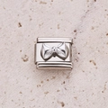 Italienisches Charm-Glied mit 3D-Silberschleife für modulare DIY-Armbänder - Zarte Dünne Linie Schleife 4