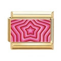 Italian charm link with pink and red starburst pattern on a gold-plated base - Star Radial Pattern (4)