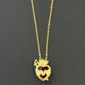Goldene Halskette mit rotem Herz-Schwert-Anhänger und Vintage-Flammen-Motiv im Design - Goldenes Heiliges Herz mit Schwert (5)