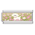 Maglia per bracciale italiano con simpatico cane bianco e motivo a fiori rosa - Stile Cucciolo (5)