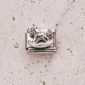 Maglia per bracciale italiano con cavallo a dondolo argentato e cristalli brillanti - Cavallo a Dondolo Argentato con Strass (6)