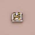 Italiaanse bedelarmband link met luipaardprint letter H van roestvrij staal - Luipaard Letter H