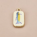 Rectangle gold plated pendant with hand-painted cartoon fish charm for DIY jewelry - Cartoon Fish Pendant