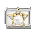 Silver modular bracelet link with gold star and pearl inlay for DIY jewelry making - Star Pearl (16)