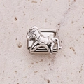 Maglia per bracciale italiano con pendente a forma di cavallo in acciaio inossidabile - Cavallo in Corsa Argentato (7)