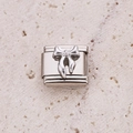 Italian charm link featuring a 3D silver bow knot design in polished stainless steel - Mirror Ribbon Bow 6