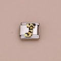 Italiaanse charm link met luipaardprint letter J van roestvrij staal voor armbanden - Luipaard Letter J