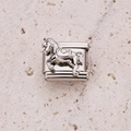 Charm modulare italiano argento con rilievo a unicorno lucido in acciaio inossidabile - Cavallo in Piedi Argentato (8)