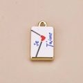 DIY heart envelope pendant with Je T'aime engraving in golden finish for jewelry making - Je T'aime Envelope Pendant