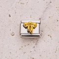 Italian charm link with a textured golden bow on a silver stainless steel base - Two-Tone Textured Bow 8