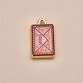 Hand-painted rectangle seed packet pendant with orange flowers and heart detail - SEEDS Seed Bag Pendant