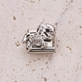 Ciondolo a cavallo in argento per bracciale modulare con cristalli e pietra nera - Cavallo Argentato con Strass (10)
